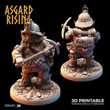 3D Printed Asgard Rising Dwarf Dwarven Miners Set 1 28mm - 32mm - Charming Terrain