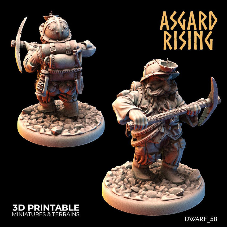 3D Printed Asgard Rising Dwarf Dwarven Miners Set 2 28mm - 32mm - Charming Terrain