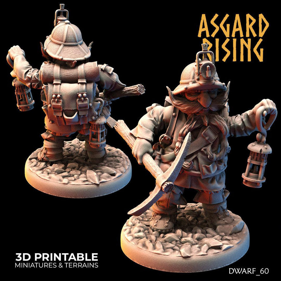 3D Printed Asgard Rising Dwarf Dwarven Miners Set 2 28mm - 32mm - Charming Terrain