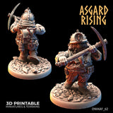 3D Printed Asgard Rising Dwarf Dwarven Miners Set 3 28mm - 32mm - Charming Terrain