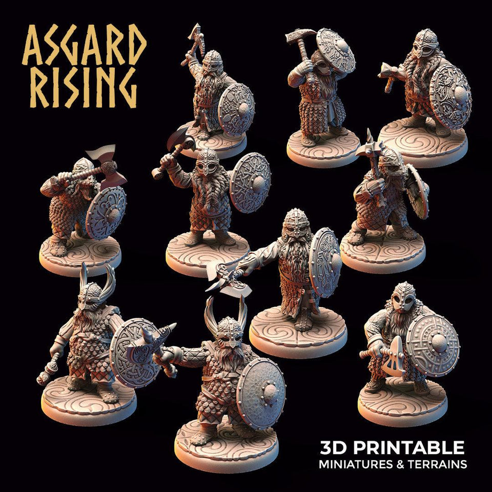 3D Printed Asgard Rising Dwarf Warrior Scale Armor Modular Warband Set 28mm - 32mm - Charming Terrain