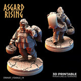 3D Printed Asgard Rising Female Dwarven Townsfolk Modular Set 28mm - 32mm - Charming Terrain