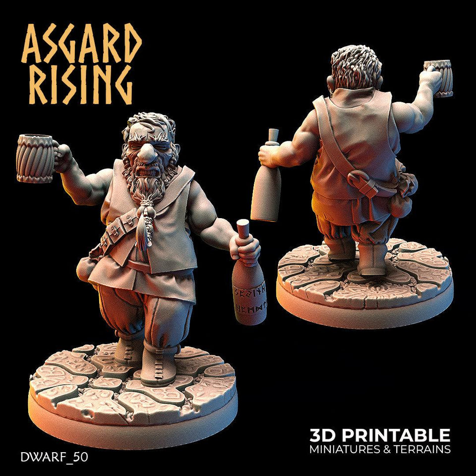3D Printed Asgard Rising Male Dwarven Townsfolk Modular Set 28mm - 32mm - Charming Terrain