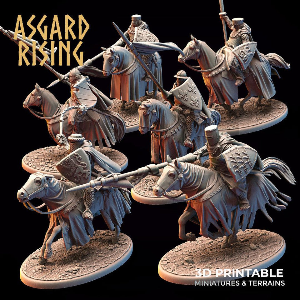 3D Printed Asgard Rising Medieval Heavy Calvary Set 28mm - 32mm Ragnarok D&D - Charming Terrain