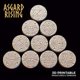 3D Printed Asgard Rising Ornament Theme Round Base Set 25 28 32 35mm D&D - Charming Terrain