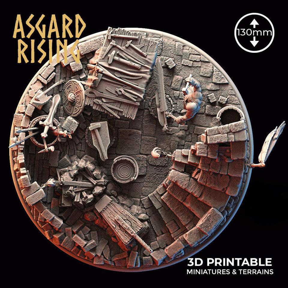 3D Printed Asgard Rising Riddle of Steel Diorama Blacksmith 28mm 32mm Ragnarok D&D - Charming Terrain