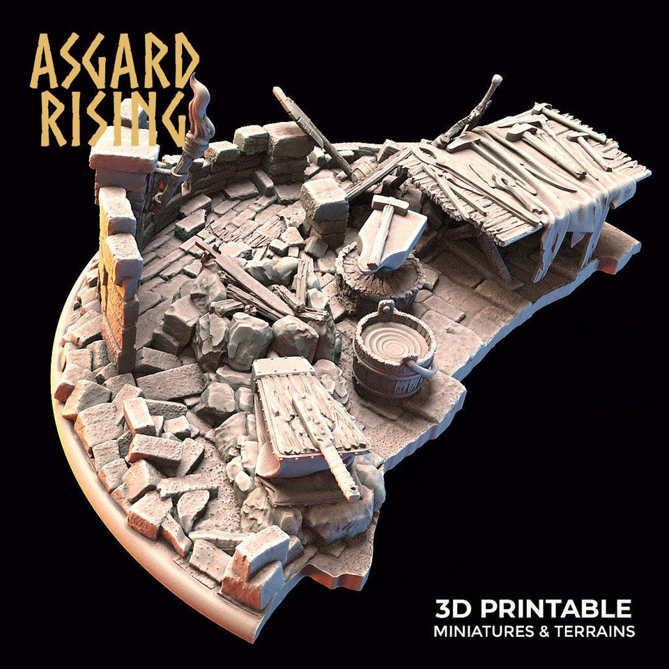 3D Printed Asgard Rising Riddle of Steel Diorama Blacksmith 28mm 32mm Ragnarok D&D - Charming Terrain