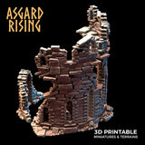 3D Printed Asgard Rising Ruined Tower -  Ragnarok D&D - Charming Terrain