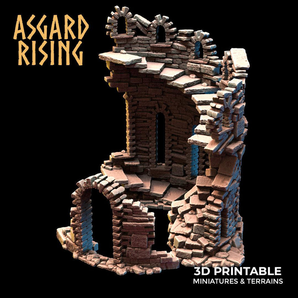 3D Printed Asgard Rising Ruined Tower -  Ragnarok D&D - Charming Terrain
