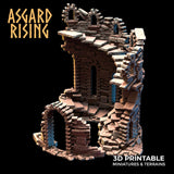 3D Printed Asgard Rising Ruined Tower -  Ragnarok D&D - Charming Terrain
