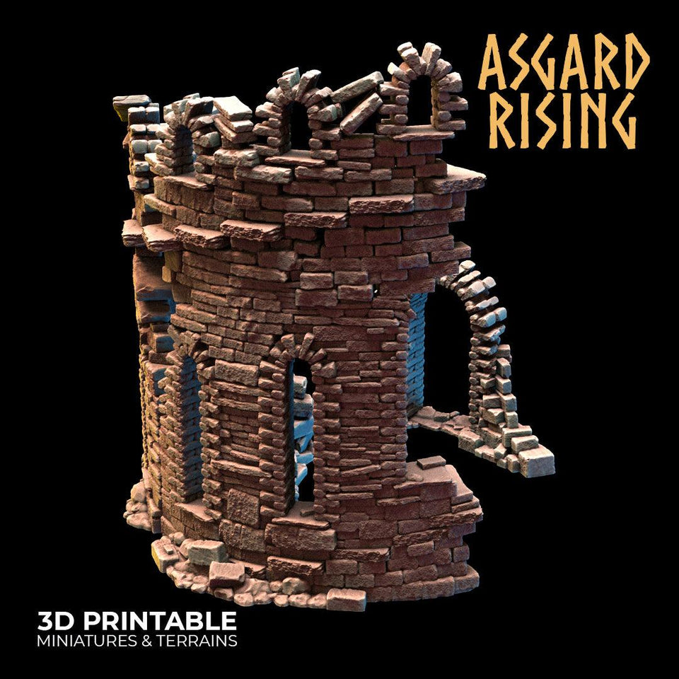 3D Printed Asgard Rising Ruined Tower -  Ragnarok D&D - Charming Terrain