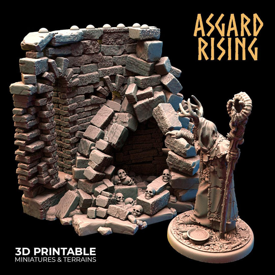 3D Printed Asgard Rising Ruined Tower -  Ragnarok D&D - Charming Terrain