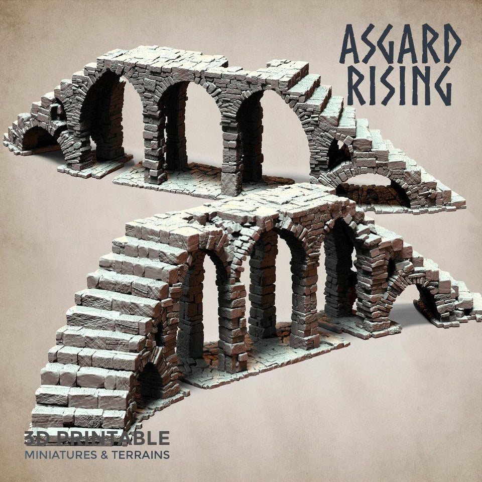 3D Printed Asgard Rising Stone Construction Ruins Ruined Modular Set 28mm - 32mm Ragnarok D&D - Charming Terrain