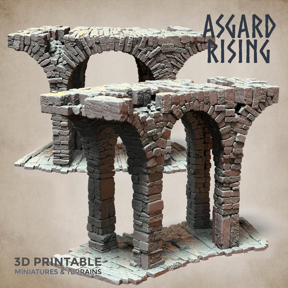 3D Printed Asgard Rising Stone Construction Ruins Ruined Modular Set 28mm - 32mm Ragnarok D&D - Charming Terrain