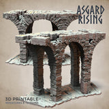 3D Printed Asgard Rising Stone Construction Ruins Ruined Modular Set 28mm - 32mm Ragnarok D&D - Charming Terrain