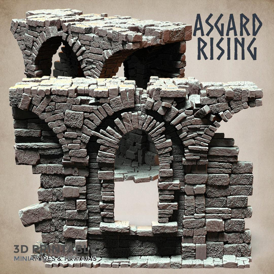 3D Printed Asgard Rising Stone Construction Ruins Ruined Modular Set 28mm - 32mm Ragnarok D&D - Charming Terrain