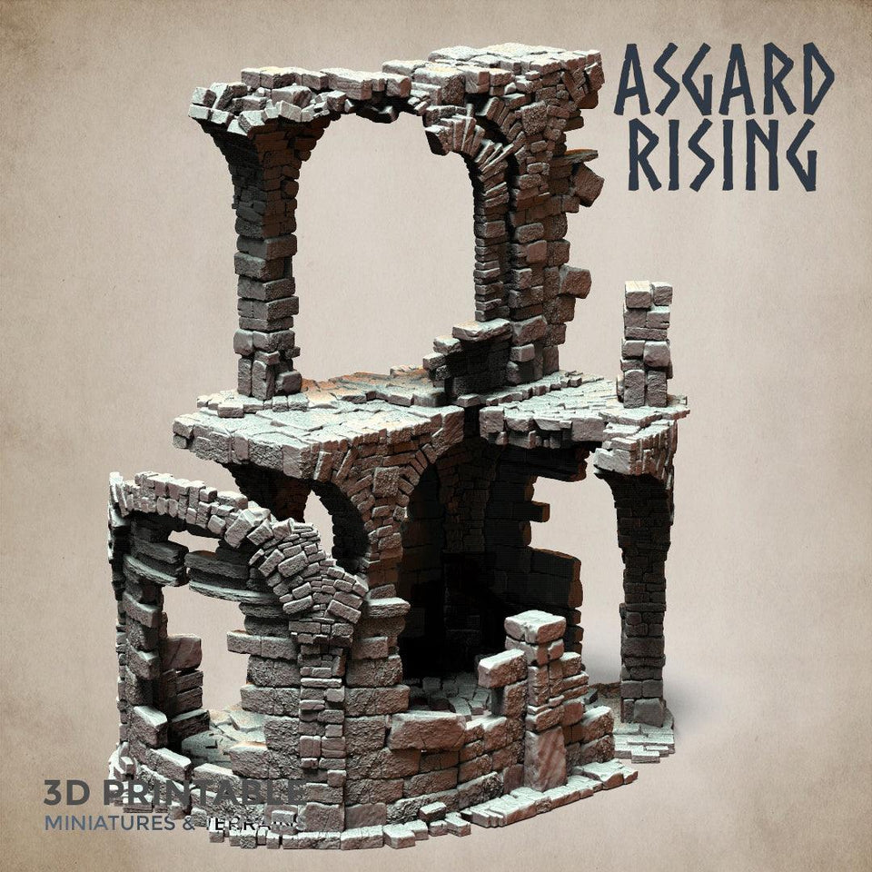 3D Printed Asgard Rising Stone Construction Ruins Ruined Modular Set 28mm - 32mm Ragnarok D&D - Charming Terrain