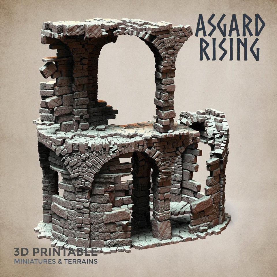 3D Printed Asgard Rising Stone Construction Ruins Ruined Modular Set 28mm - 32mm Ragnarok D&D - Charming Terrain