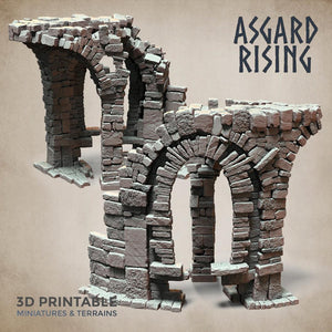 3D Printed Asgard Rising Stone Construction Ruins Ruined Modular Set 28mm - 32mm Ragnarok D&D - Charming Terrain
