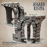 3D Printed Asgard Rising Stone Construction Ruins Ruined Modular Set 28mm - 32mm Ragnarok D&D - Charming Terrain