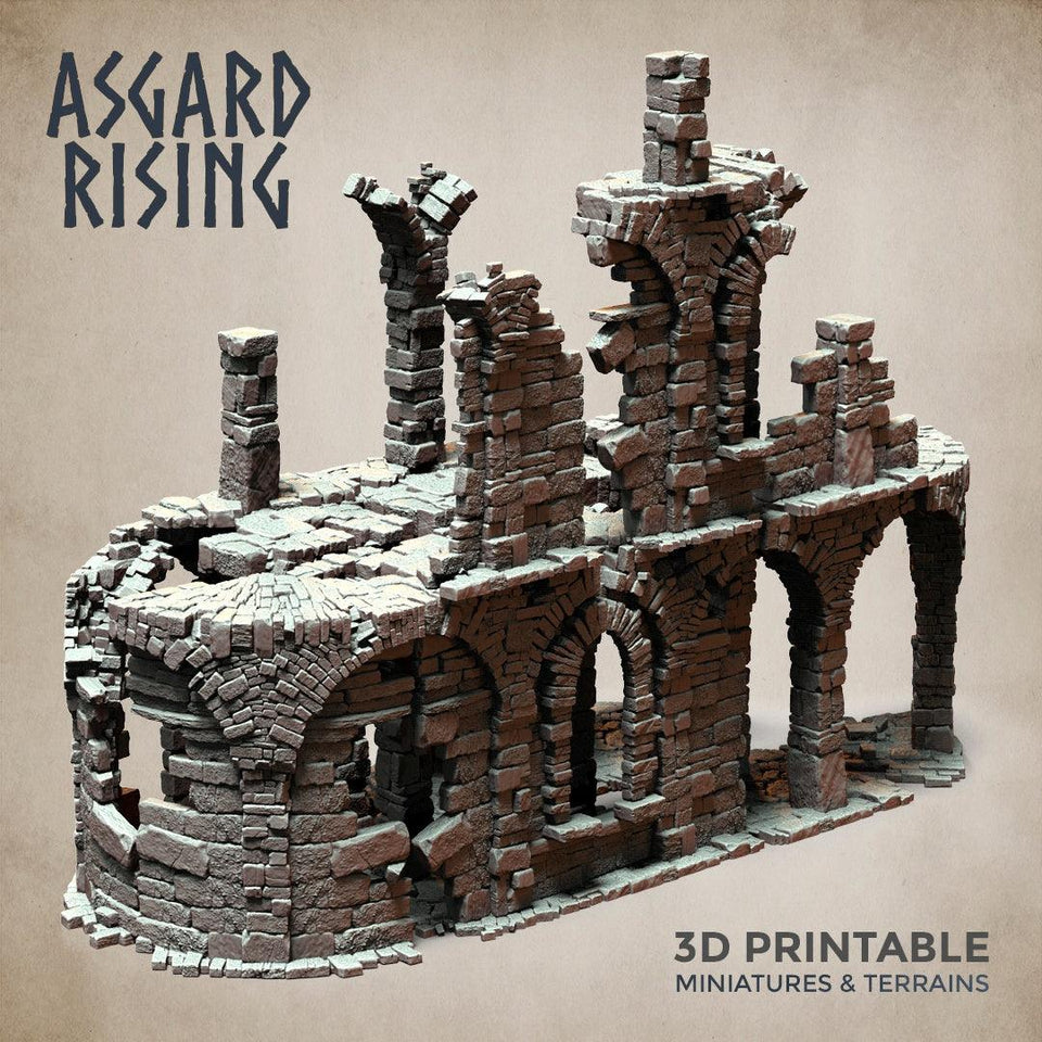 3D Printed Asgard Rising Stone Construction Ruins Ruined Modular Set 28mm - 32mm Ragnarok D&D - Charming Terrain