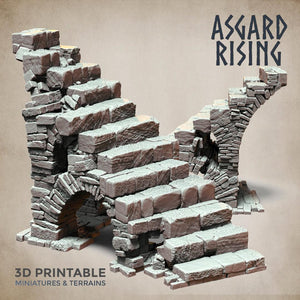 3D Printed Asgard Rising Stone Construction Ruins Ruined Modular Set 28mm - 32mm Ragnarok D&D - Charming Terrain