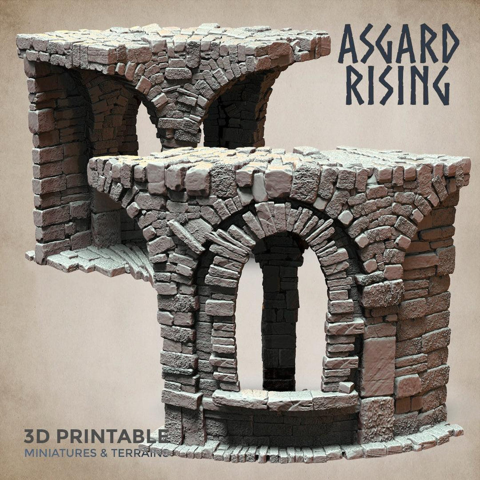 3D Printed Asgard Rising Stone Construction Ruins Ruined Modular Set 28mm - 32mm Ragnarok D&D - Charming Terrain