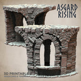 3D Printed Asgard Rising Stone Construction Ruins Ruined Modular Set 28mm - 32mm Ragnarok D&D - Charming Terrain