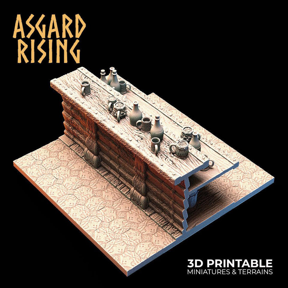 3D Printed Asgard Rising Tavern Modular Terrain Set 28mm - 32mm - Charming Terrain