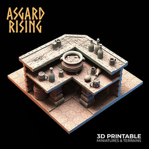 3D Printed Asgard Rising Tavern Modular Terrain Set 28mm - 32mm - Charming Terrain