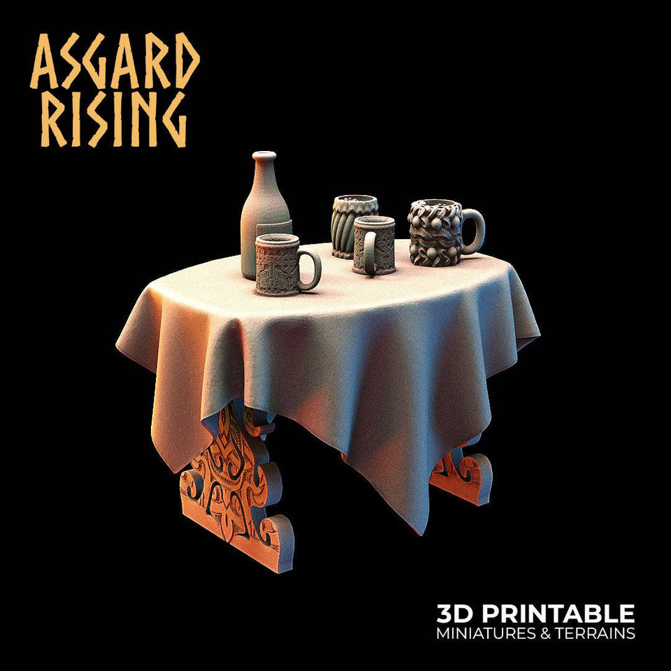 3D Printed Asgard Rising Tavern Modular Terrain Set 28mm - 32mm - Charming Terrain