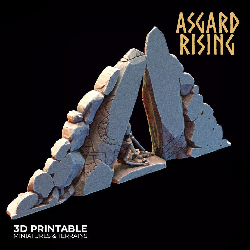 3D Printed Asgard Rising Tomb Entrance 28mm-32mm Ragnarok D&D - Charming Terrain