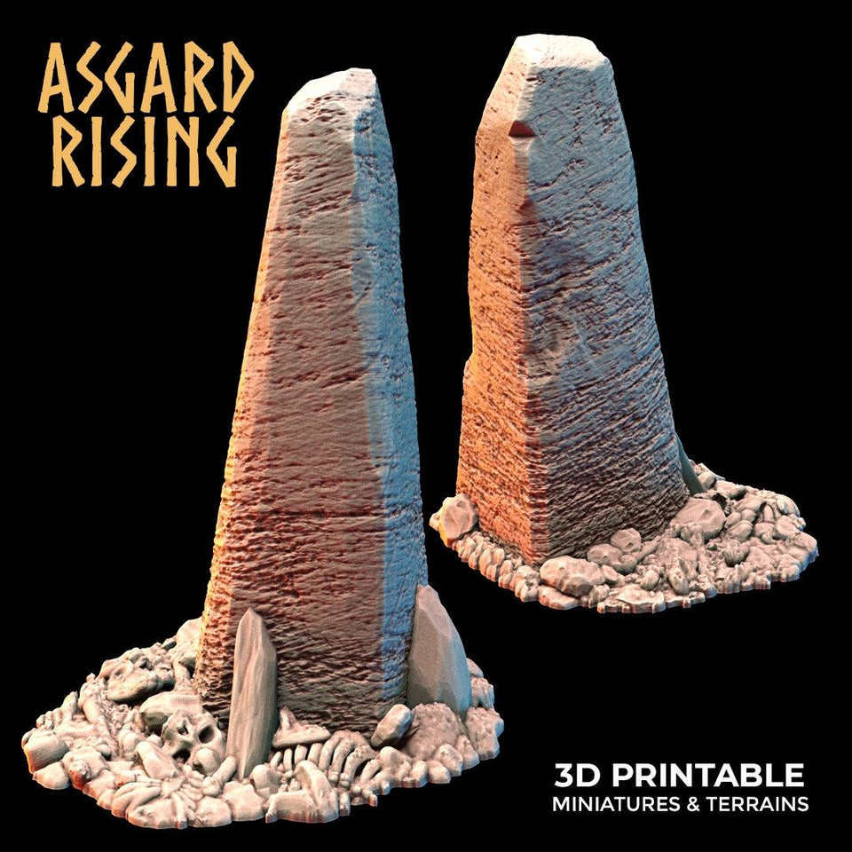 3D Printed Asgard Rising Tombstone and Gravestone Set 28mm-32mm Ragnarok D&D - Charming Terrain