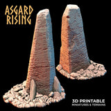 3D Printed Asgard Rising Tombstone and Gravestone Set 28mm-32mm Ragnarok D&D - Charming Terrain
