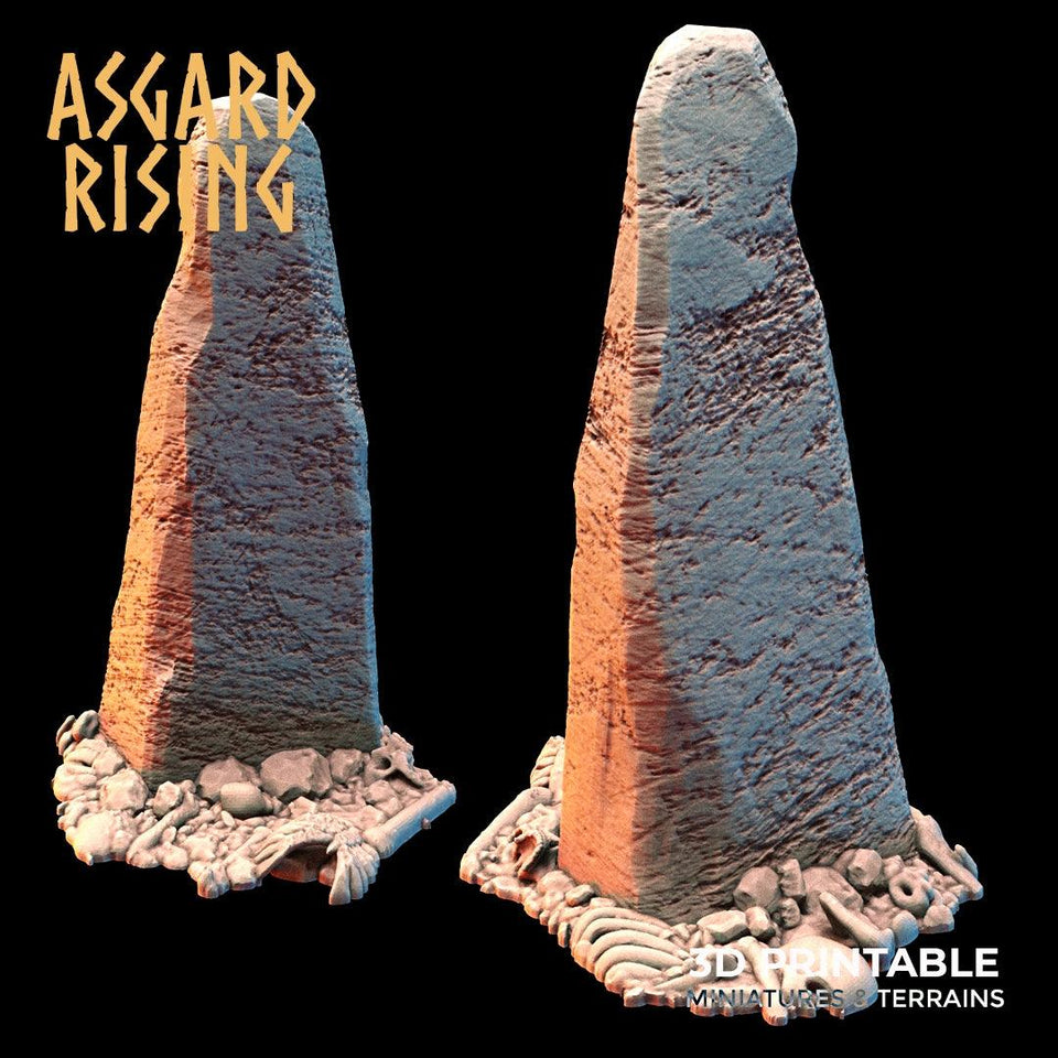 3D Printed Asgard Rising Tombstone and Gravestone Set 28mm-32mm Ragnarok D&D - Charming Terrain