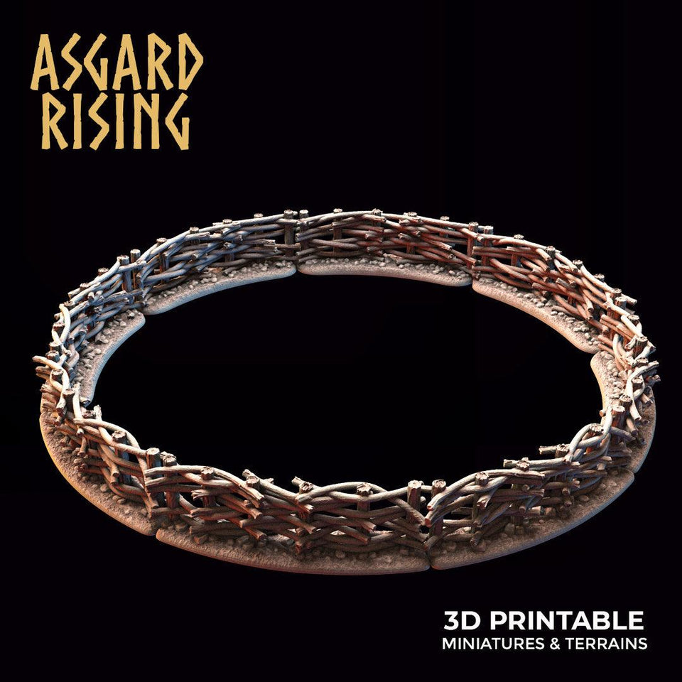 3D Printed Asgard Rising Wattle Fence Set With Gate 28mm - 32mm Ragnarok D&D - Charming Terrain