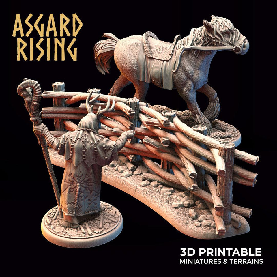 3D Printed Asgard Rising Wattle Fence Set With Gate 28mm - 32mm Ragnarok D&D - Charming Terrain