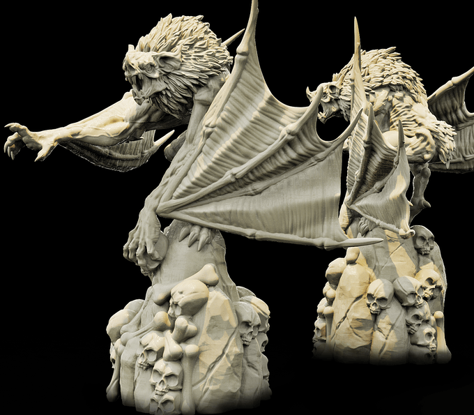 3D Printed Bestiary Vol. 4 Nafarrate - Camazotz Demon Fiend 32mm Ragnarok D&D - Charming Terrain