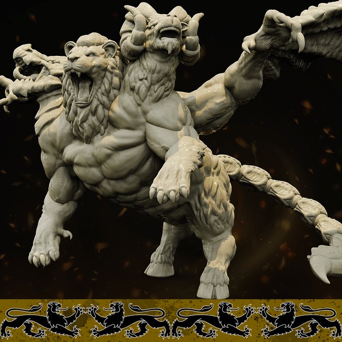 3D Printed Bestiary Vol. 4 Nafarrate - Chimera 32mm Ragnarok D&D - Charming Terrain