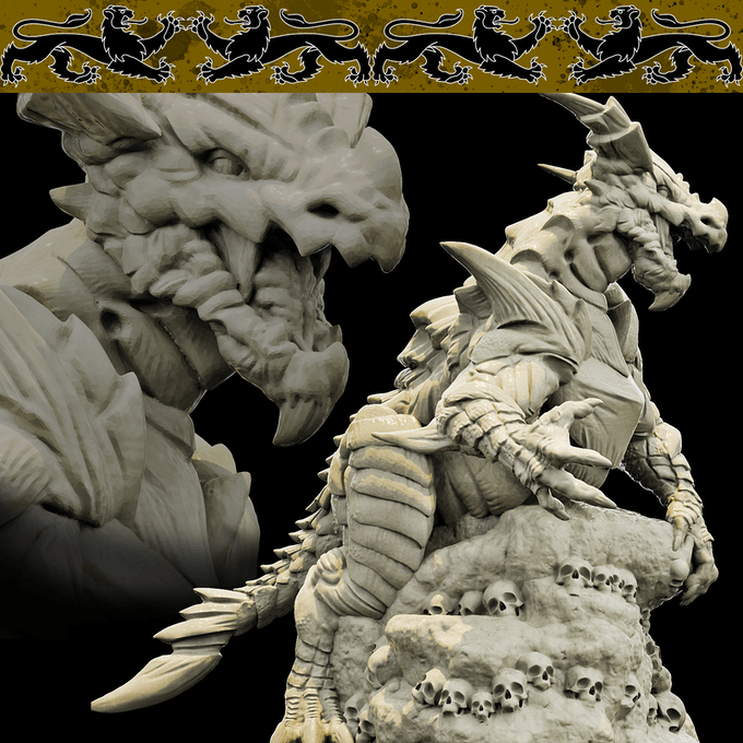 3D Printed Bestiary Vol. 4 Nafarrate - Cidraen Thunder Dragon 32mm Ragnarok D&D - Charming Terrain