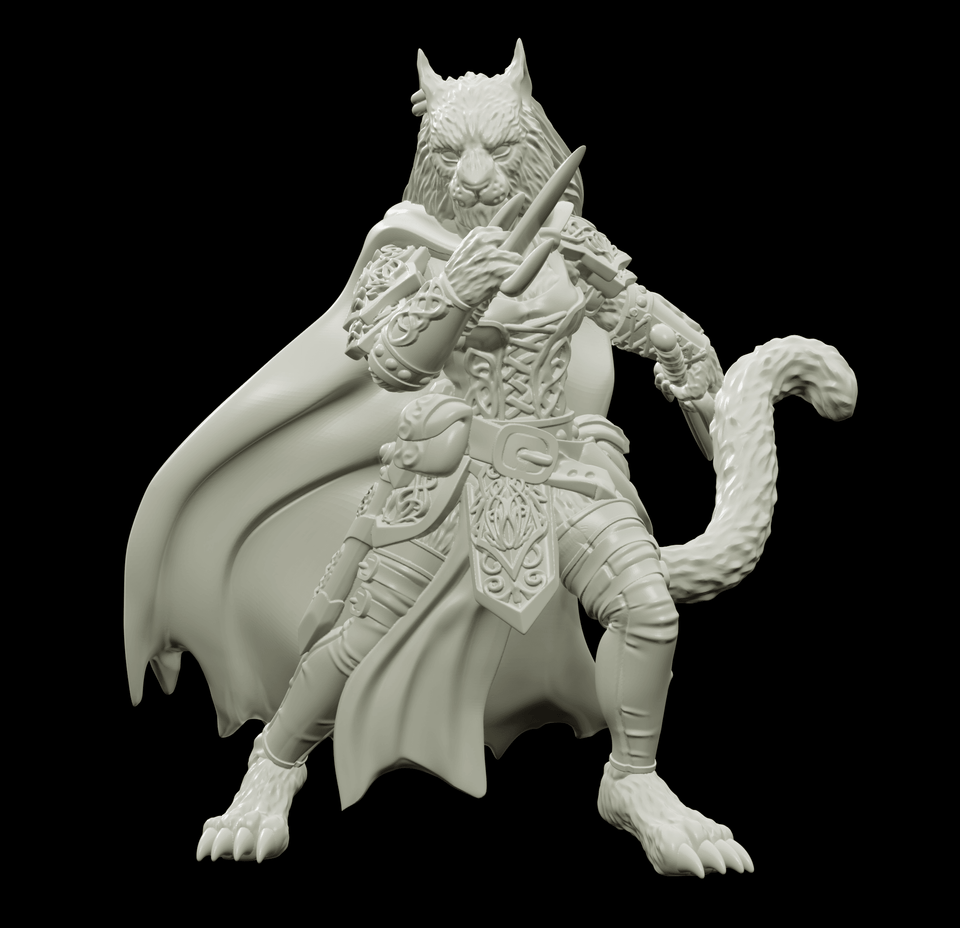 3D Printed Bestiary Vol. 4 Nafarrate - Ishu Tigress 32mm Ragnarok D&D - Charming Terrain