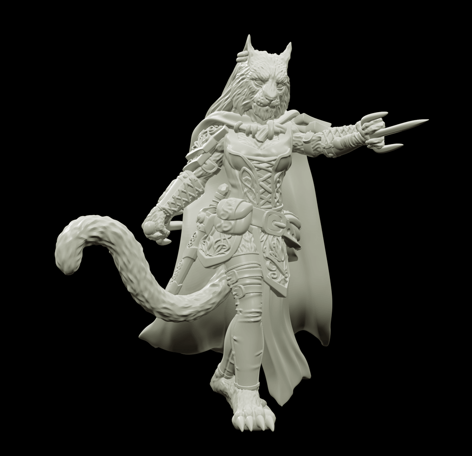 3D Printed Bestiary Vol. 4 Nafarrate - Ishu Tigress 32mm Ragnarok D&D - Charming Terrain