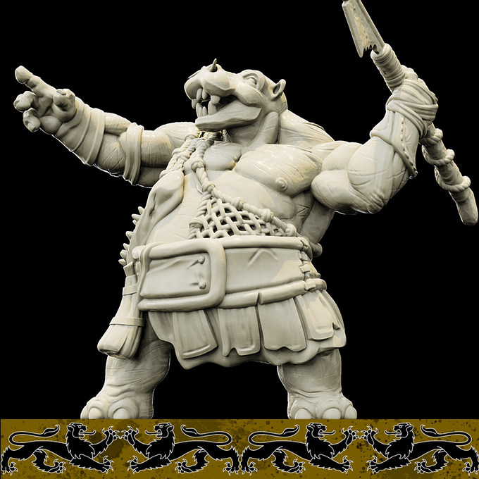 3D Printed Bestiary Vol. 4 Nafarrate - Kiboko Hippo Man 32mm Ragnarok D&D - Charming Terrain