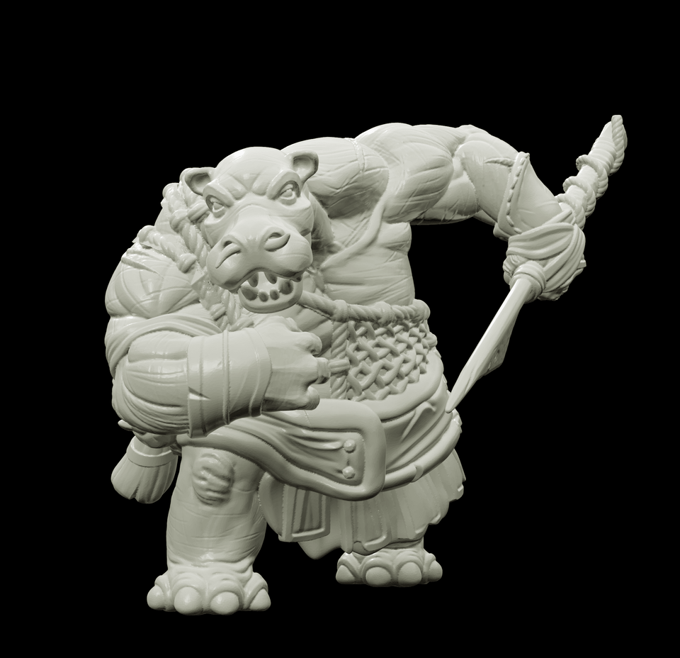 3D Printed Bestiary Vol. 4 Nafarrate - Kiboko Hippo Man 32mm Ragnarok D&D - Charming Terrain