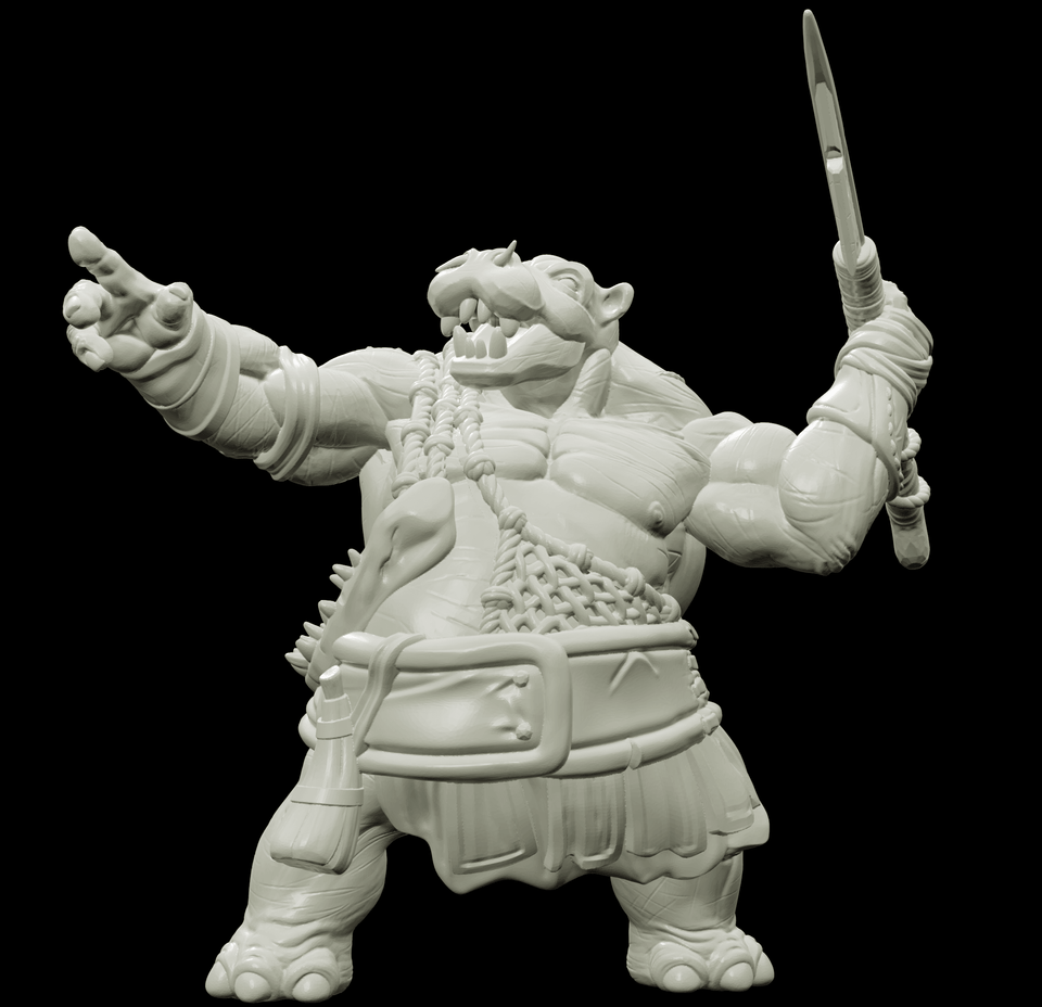 3D Printed Bestiary Vol. 4 Nafarrate - Kiboko Hippo Man 32mm Ragnarok D&D - Charming Terrain