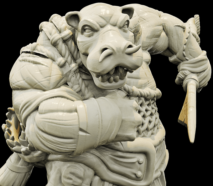 3D Printed Bestiary Vol. 4 Nafarrate - Kiboko Hippo Man 32mm Ragnarok D&D - Charming Terrain
