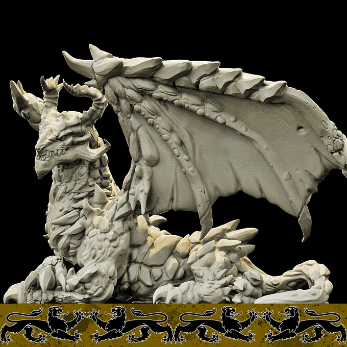 3D Printed Bestiary Vol. 4 Nafarrate - Lasair Lava Dragon 32mm Ragnarok D&D - Charming Terrain
