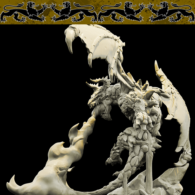 3D Printed Bestiary Vol. 4 Nafarrate - Lasair Lava Dragon 32mm Ragnarok D&D - Charming Terrain