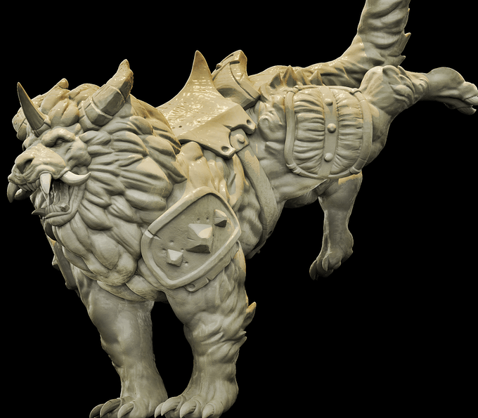 3D Printed Bestiary Vol. 4 Nafarrate - Nian Lion Mount 32mm Ragnarok D&D - Charming Terrain