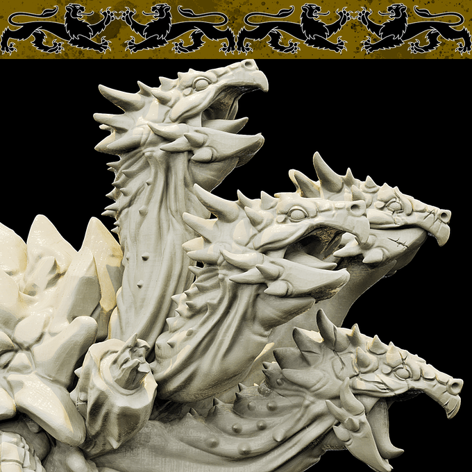 3D Printed Bestiary Vol. 4 Nafarrate - Plaqwum Turtle Hydra 32mm Ragnarok D&D - Charming Terrain